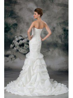 Taffeta Strapless Sweep Train Mermaid Wedding Dress