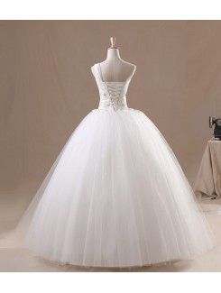 Organza One Shoulder Floor Length Ball Gown Wedding Dress with Handmade Flowers