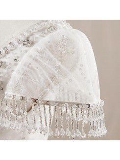 Net V-neck Floor Length Ball Gown Wedding Dress with Crystal
