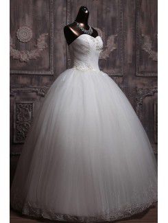 Net älskling golv längd balklänning bröllopsklänning med paljetter