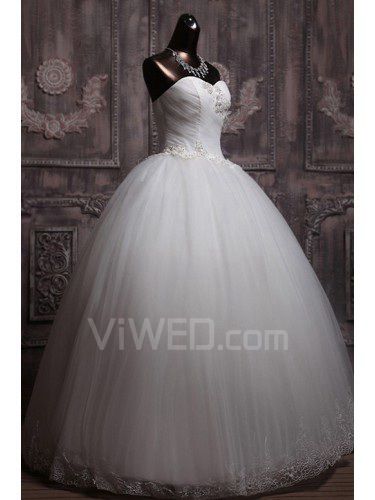 La longitud del piso del vestido de bola del vestido de boda neto corazón con lentejuelas