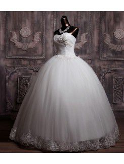 Net Sweetheart Floor Length Ball Gown Wedding Dress with Sequins