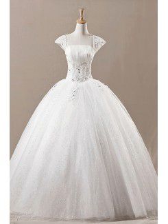 Boule étage longueur robe de mariée robe bustier à paillettes net
