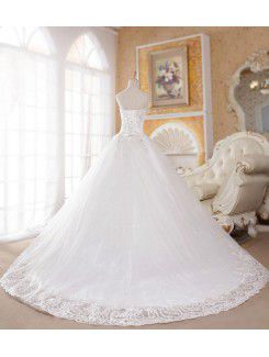 Organza Sweetheart Cathedral Train Ball Gown Wedding Dress with Crystal