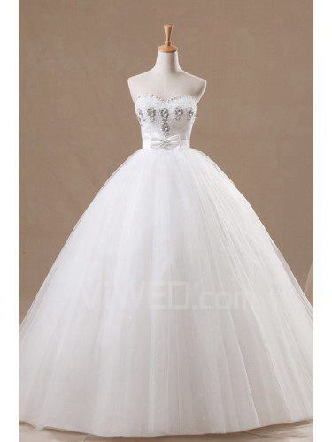 Organza älskling golv längd balklänning bröllopsklänning med kristall