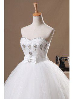 Organza Sweetheart Floor Length Ball Gown Wedding Dress with Crystal