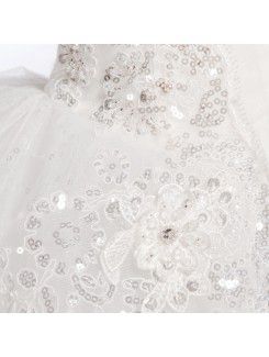 Net Sweetheart Floor Length Ball Gown Wedding Dress with Sequins