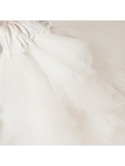 Organza V-neck Sweep Train Ball Gown Wedding Dress