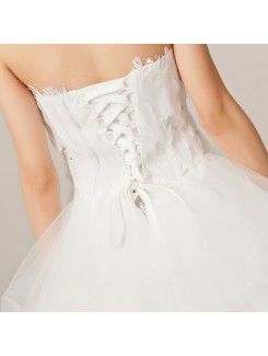 Organza V-neck Sweep Train Ball Gown Wedding Dress