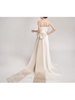 Satin Strapless Cathedral Train A-line Wedding Dress