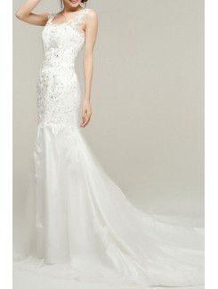 Lace Straps Cathedral Train Mermaid Wedding Dress with Sequins