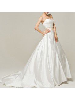Satin Sweetheart Sweep Train A-line Wedding Dress