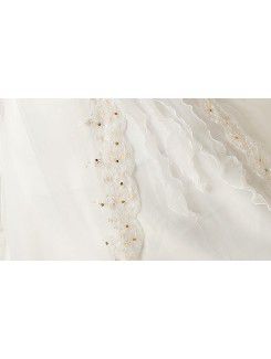 Satin Strapless Chapel Train Ball Gown Wedding Dress with Handmade Flowers
