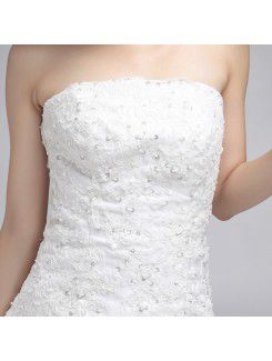 Chiffon Strapless Chapel Train A-line Wedding Dress with Sequins