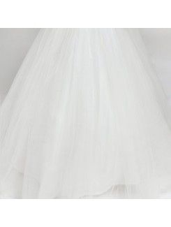 Satin Scoop Floor Length Ball Gown Wedding Dress with Pearls