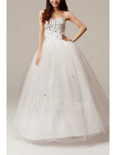 Чистая милая длина пола бальное платье свадебное платье с кристаллом