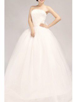 Атласная без бретелек длина пола бальное платье свадебное платье с бисером