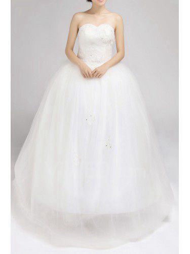 Satin axelbandslös golv längd balklänning bröllopsklänning med paljetter