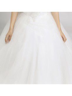 Organza Strapless Floor Length Ball Gown Wedding Dress with Crystal