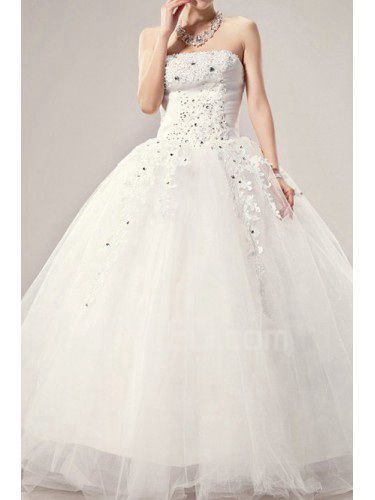 Satin longueur de plancher de bal robe de mariée robe bustier avec cristal