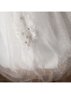 Satin Strapless Floor Length Ball Gown Wedding Dress with Crystal