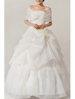 Organza off-the-skulder gulv lengde ball kjole brudekjole