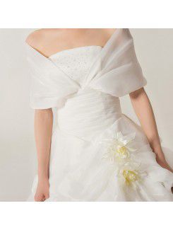Organza Off-the-Shoulder Floor Length Ball Gown Wedding Dress