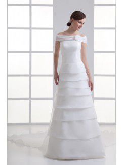 Organza off-the-hombro del vestido de boda la longitud del piso del a-line