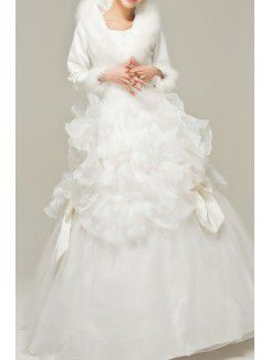 Satin bijou étage longueur robe de bal de mariage robe