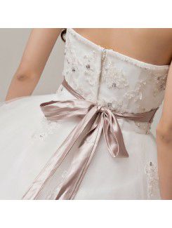 Satin Sweetheart Floor Length Ball Gown Wedding Dress with Crystal