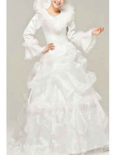 Атласные драгоценность длина пола бальное платье свадебное платье с блестками