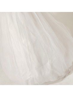 Organza Off-the-Shoulder Floor Length Ball Gown Wedding Dress with Handmade Flowers
