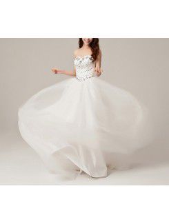 Net Sweetheart Chapel Train Ball Gown Wedding Dress with Crystal