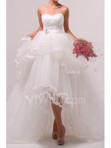 Organza Scoop Chapel Train Ball Gown Wedding Dress with Crystal