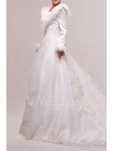 Органзы v-образным вырезом часовня поезд бальное платье свадебное платье с блестками