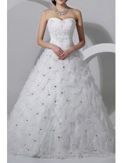 Tulle sweetheart train chapelle robe de bal de mariage robe avec cristal