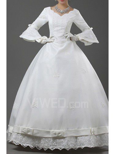 Satin off-the-skulder gulv lengde ball kjole brudekjole med paljetter