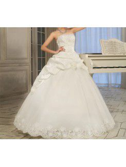 Lace Strapless Floor Length Ball Gown Wedding Dress with Sequins
