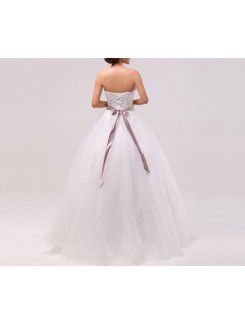 Organza Scoop Floor Length Ball Gown Wedding Dress with Sequins