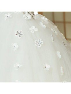 Organza One Shoulder Floor Length Ball Gown Wedding Dress with Sequins