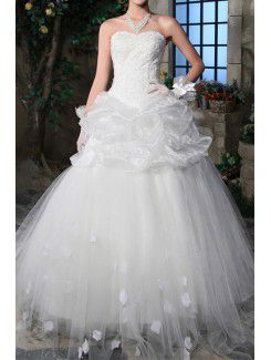Satén novia piso-longitud del vestido de bola del vestido de boda con lentejuelas