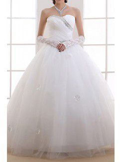 Organza juvel gulv lengde ball kjole brudekjole med krystall