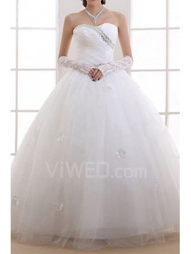 Organza juvel gulv lengde ball kjole brudekjole med krystall