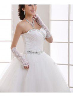 Organza Jewel Floor Length Ball Gown Wedding Dress with Crystal
