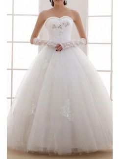 Organza kjæreste gulv lengde ball kjole brudekjole med paljetter