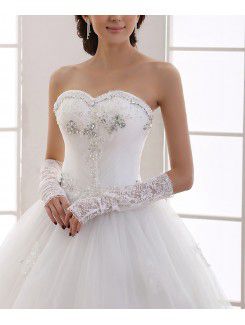Organza Sweetheart Floor Length Ball Gown Wedding Dress with Sequins