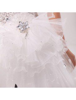 Organza Sweetheart Floor Length Ball Gown Wedding Dress with Crystal