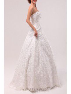 Lace Scoop Floor Length A-line Wedding Dress with Crystal