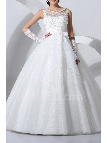 Атласные драгоценность длина пола бальное платье свадебное платье с цветами ручной работы