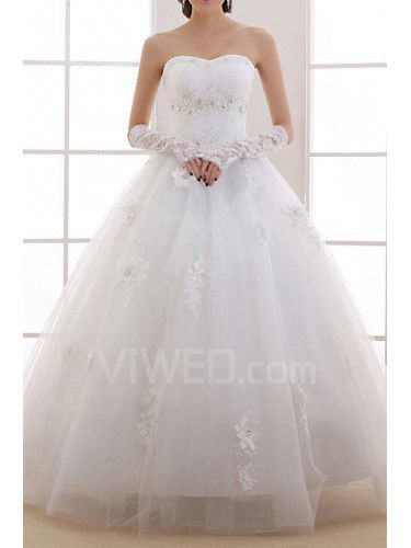 Organza boule étage longueur robe de bal de mariage robe avec des fleurs à la main